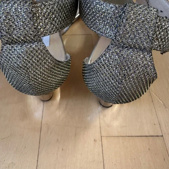 Jimmy Choo Chiara Glitter Demi-wedge Sandal, 37/7 GD1202 - Picture 4 of 10